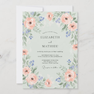 Invitation Mariage Rose Corail Mousse de Mer