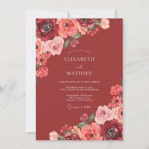 Invitation Mariage Rose Corail Rouille