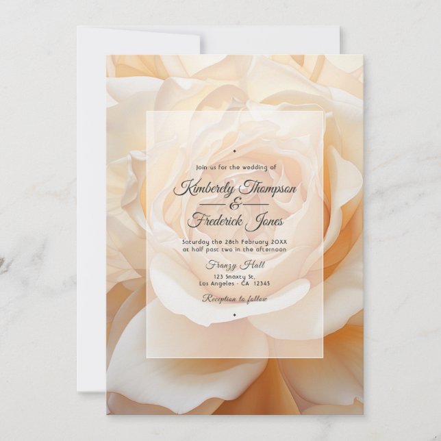 Invitation Mariage Rose couleur champagne (Devant)