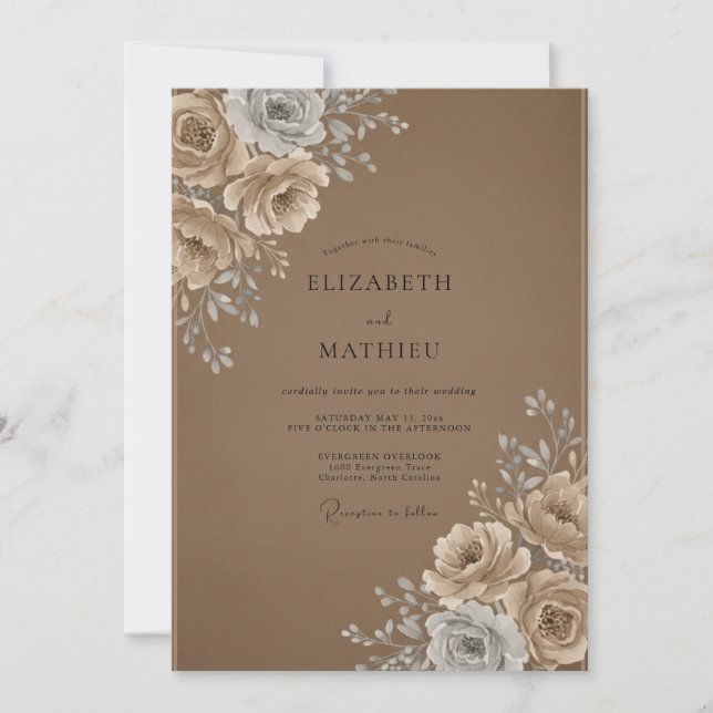 Invitation Mariage Rose Crème Moka (Devant)