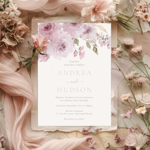 Invitation Mariage Rose d'aquarelle Dusty