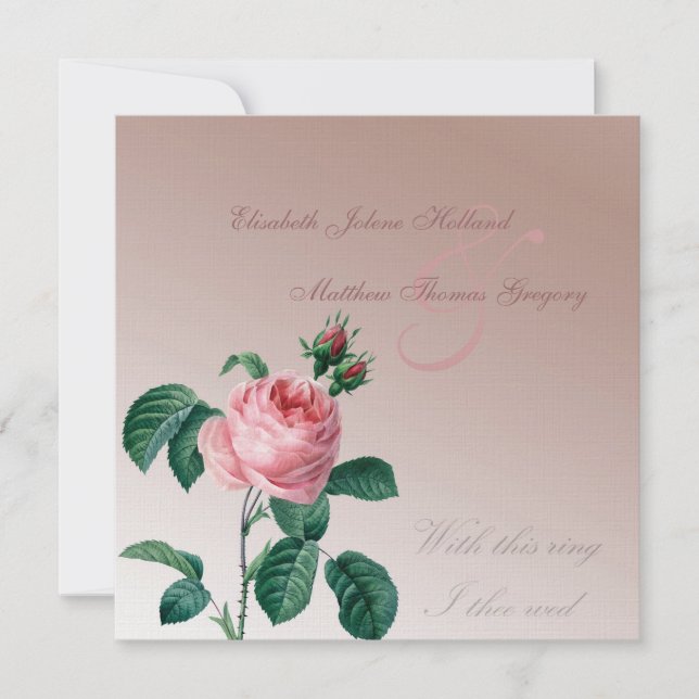 Invitation Mariage rose de brume rose (Devant)
