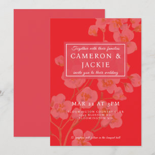 Invitation Mariage Rose de Cerisier Chinois