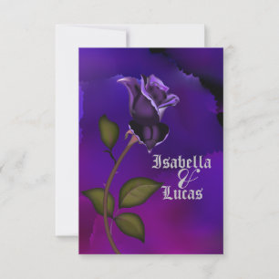 Invitation Mariage Rose de goth violet profond
