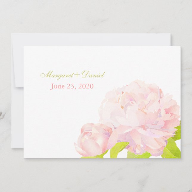 Invitation Mariage rose de la Peony Romance Spring (Devant)