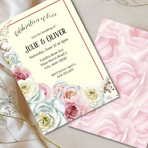Invitation Mariage rose de l'aquarelle romantique