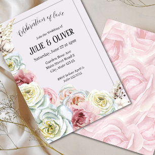 Invitation Mariage rose de l'aquarelle romantique