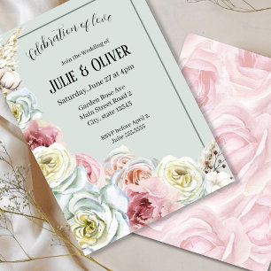 Invitation Mariage rose de l'aquarelle romantique