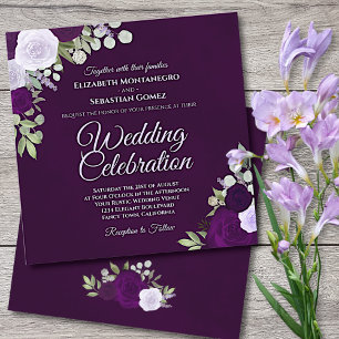 Invitation Mariage Rose de Lavande et Plum violet profond