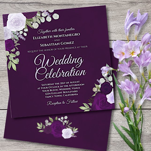 Invitation Mariage Rose de Lavande et Plum violet profond (Créateur téléchargé)