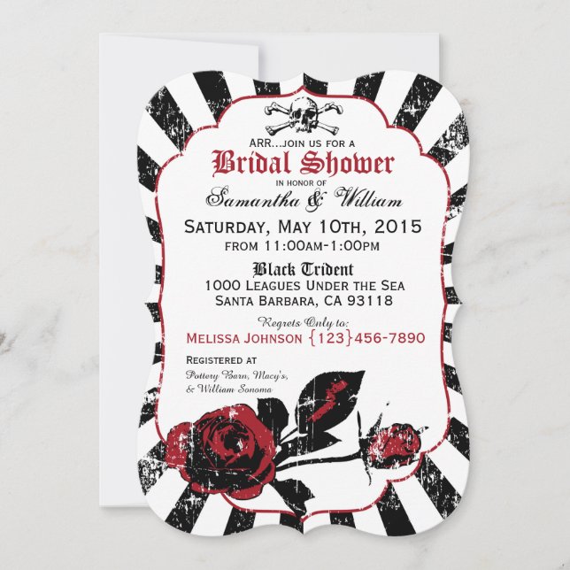 Invitation Mariage Rose de Pirate Goth (Devant)