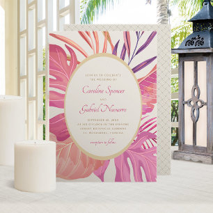 Invitation Mariage rose de plage tropical