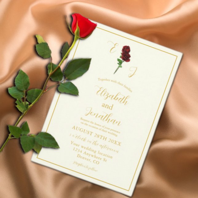 Invitation Mariage Rose d'or ivoire (Créateur téléchargé)