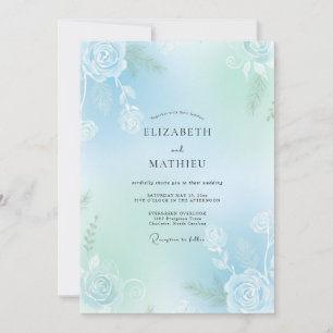 Invitation Mariage Rose Douce Aqua Menthe