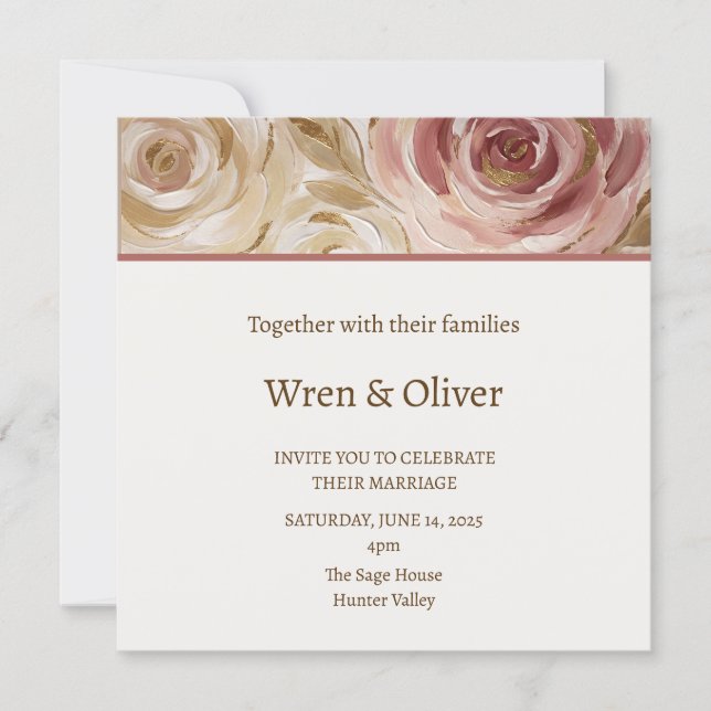 Invitation Mariage Rose Éblouissante (Devant)