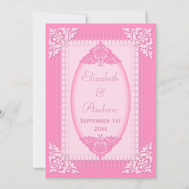 Invitation Mariage rose élégant et féminin (Devant)