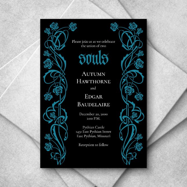 Invitation Mariage Rose élégant gothique (Créateur téléchargé)