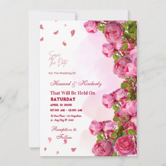 Invitation Mariage rose Élégant - Romantique Souvenirs intemp
