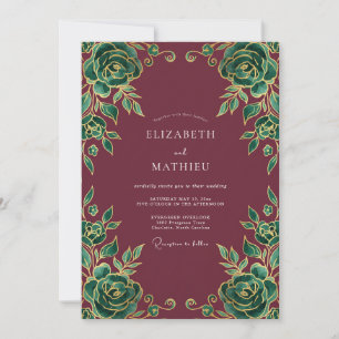 Invitation Mariage Rose Émeraude Bourgeon