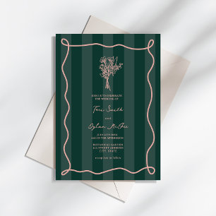 Invitation Mariage rose  en bande verte