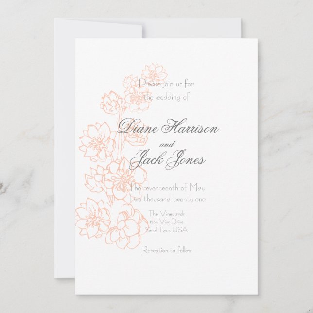 Invitation Mariage rose et blanc (Devant)