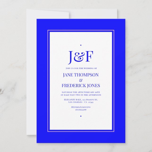 Invitation Mariage Rose et Bleu (Devant)