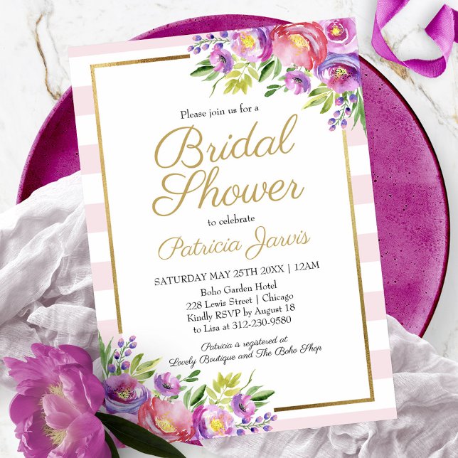 Invitation Mariage Rose Et Or Faux Feuille D'or Floral (Créateur téléchargé)