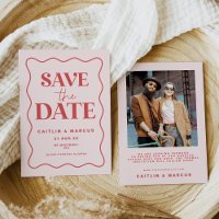 Mariage rose et rouge Vague Enregistrer la date Ca