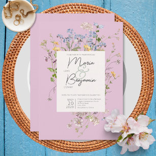 Invitation Mariage rose Fleur sauvage Boho délicat
