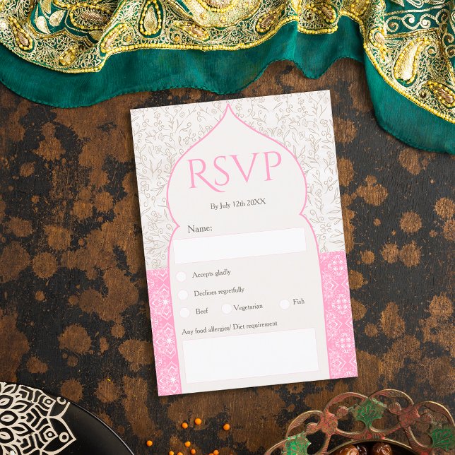 Invitation Mariage rose fleuri marocain (Créateur téléchargé)