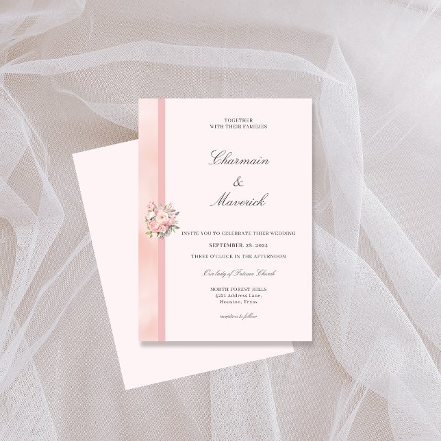 Invitation Mariage Rose Floral (Créateur téléchargé)