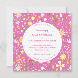 Invitation Mariage rose floral moderne