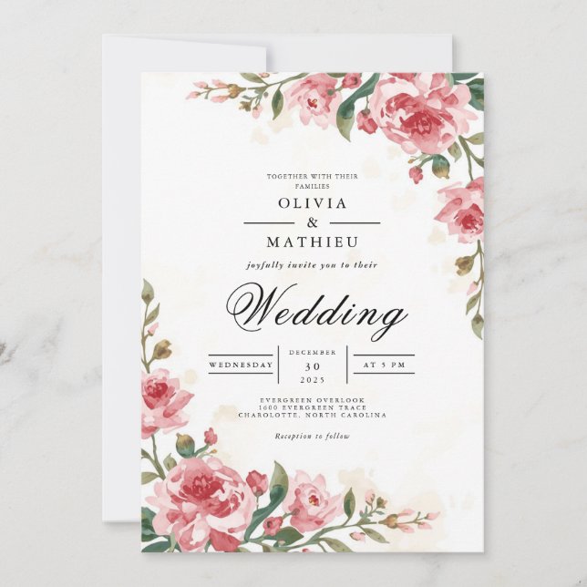 Invitation Mariage Rose Flux Arch (Devant)