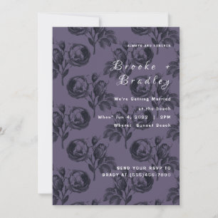 Invitation Mariage Rose Foncé Violet‑Gris
