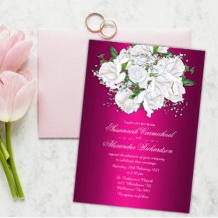 Invitation Mariage Rose Fuchsia Pink Boho