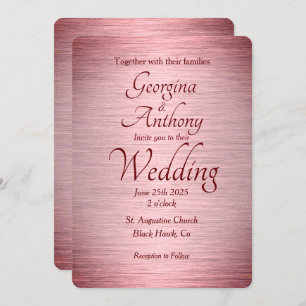 Invitation Mariage rose Gold Burgundy Ombre rose