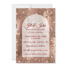 Invitation Mariage Rose Gold Pailleté Arqué