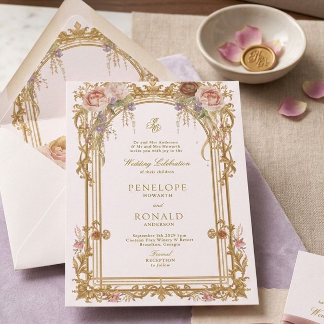 Invitation Mariage Rose Gold Romantique Rose (Créateur téléchargé)