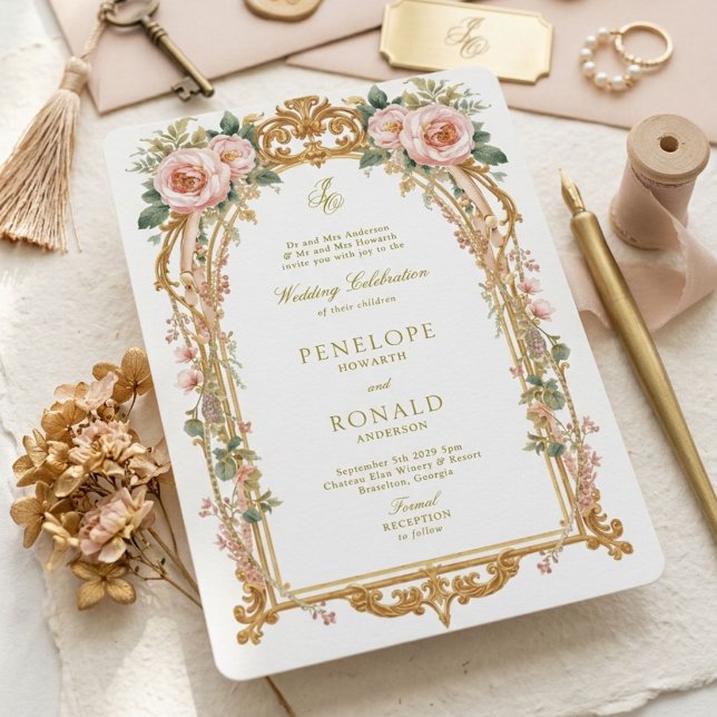 Invitation Mariage Rose Gold Romantique Rose (Créateur téléchargé)