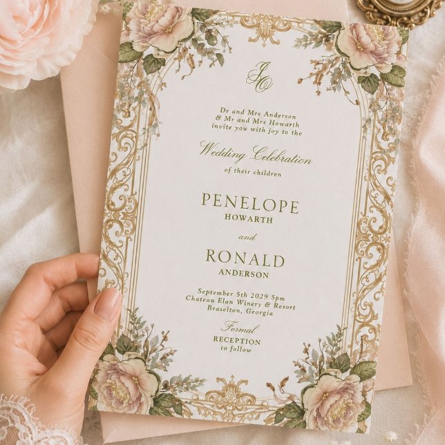 Invitation Mariage Rose Gold Romantique Rose (Créateur téléchargé)