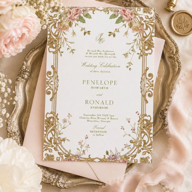Invitation Mariage Rose Gold Romantique Rose (Créateur téléchargé)