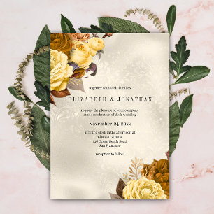 Invitation Mariage Rose Golden Damask