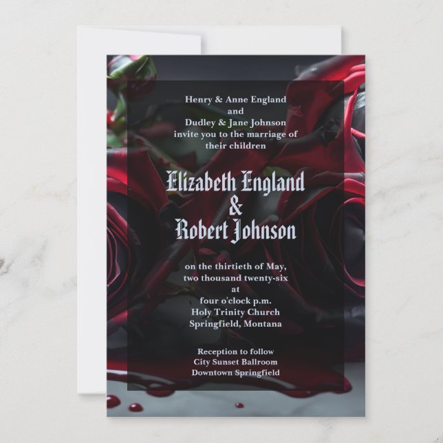 Invitation Mariage Rose gothique (Devant)