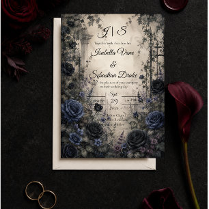 Invitation Mariage Rose Gothique Bleue Moody