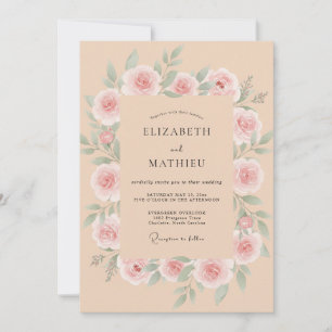 Invitation Mariage Rose Gracieuse Pêche