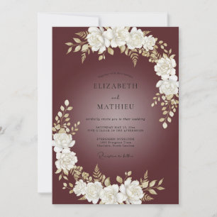 Invitation Mariage Rose Ivoire Carmin