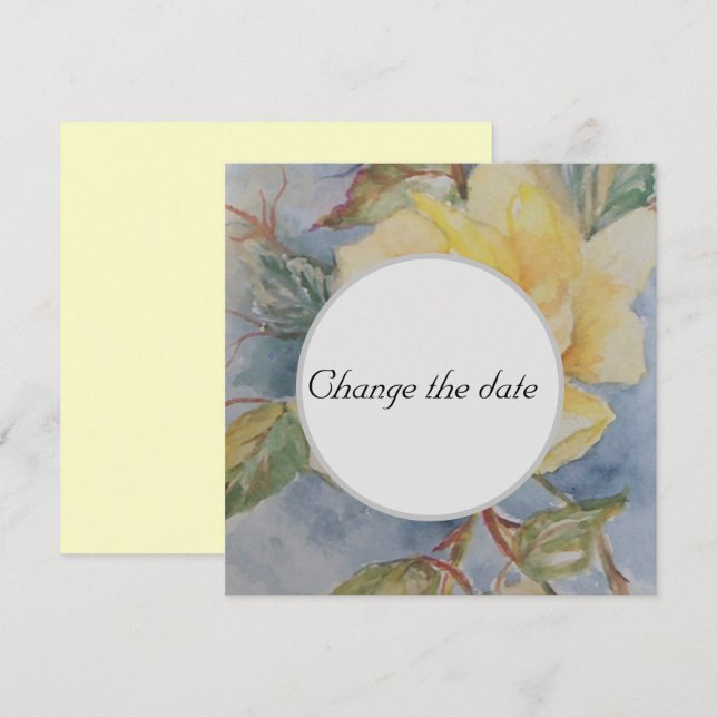 Invitation Mariage Rose Jaune Changer la date (Devant / Derrière)