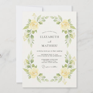 Invitation Mariage Rose Jaune Citron