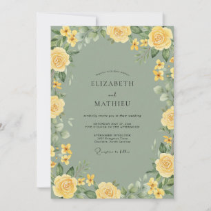 Invitation Mariage Rose Jaune de Mousse