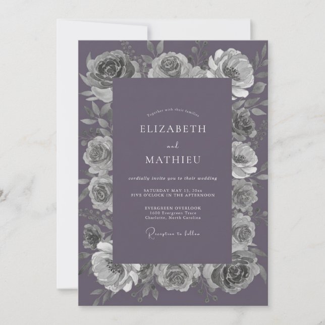 Invitation Mariage Rose Lavande Subtile (Devant)